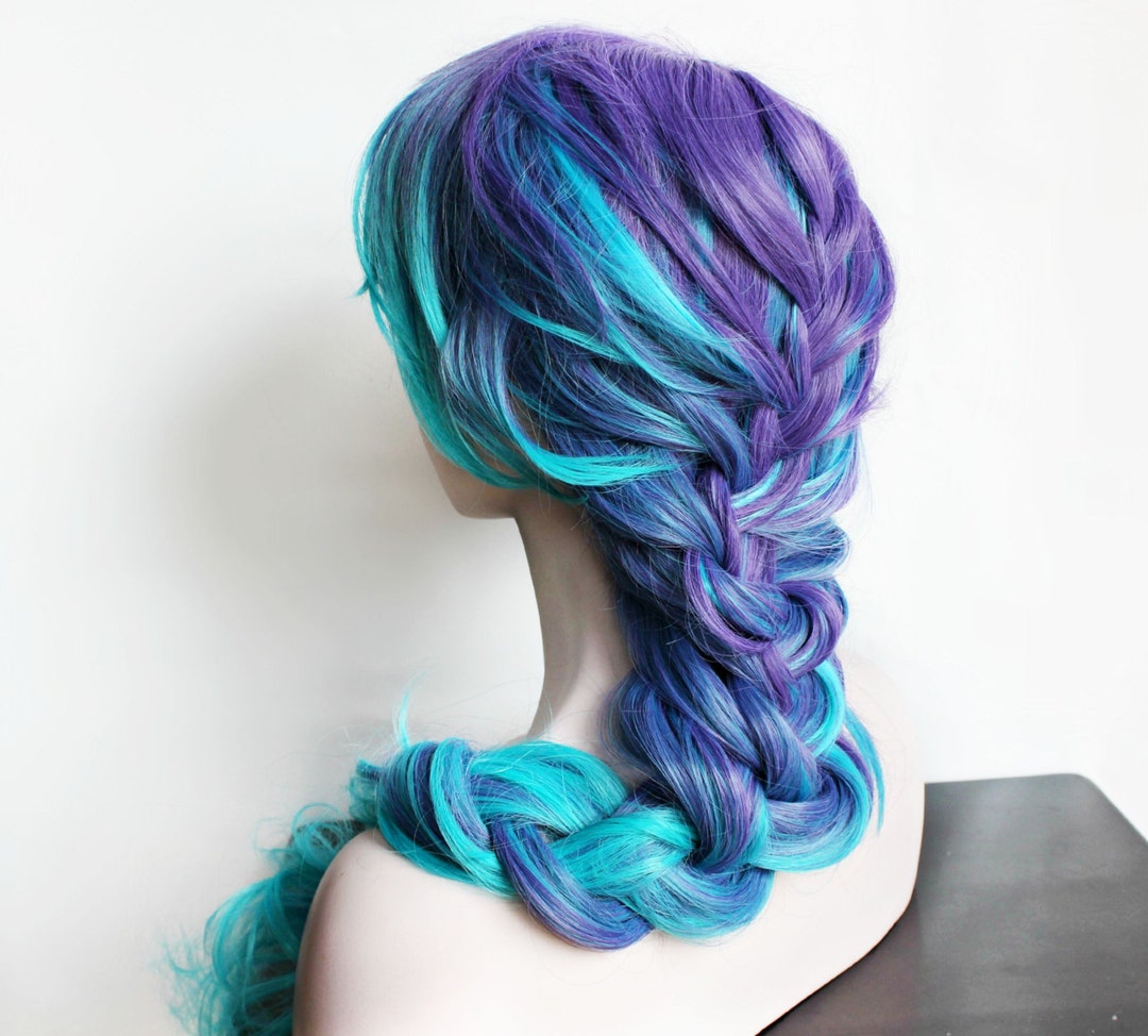 Blue Wig Long Blue Wig Curly Gradient Purple and Blue - Etsy