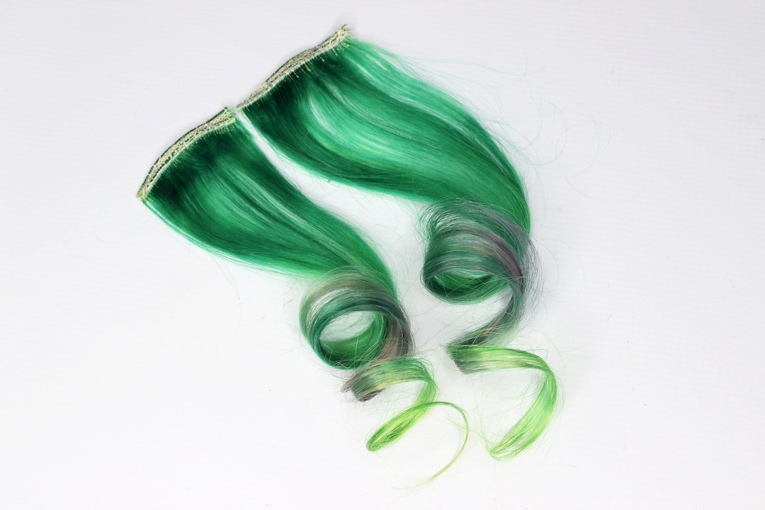 Green Hair Extension, Human Hair Extension, Clip in Extension Skylight