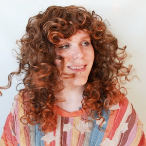 Curly red wig, reddish brown wig Summer Sunshine image 1