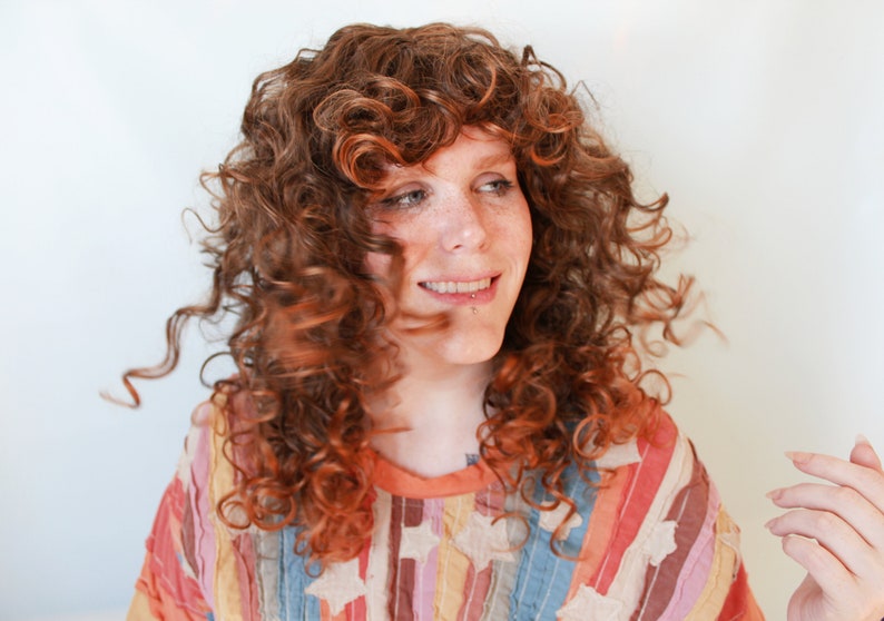 Curly red wig, reddish brown wig Summer Sunshine image 1