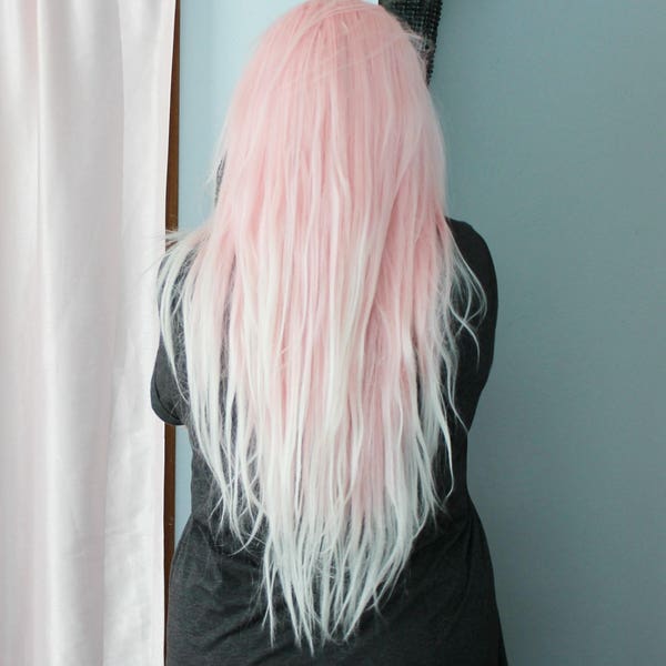 Lace Front Pink wig | Pastel wig, Ombre wig, Scene wig | Rave Raver wig, UV wig, Blacklight wig | Cotton Candy Cloud