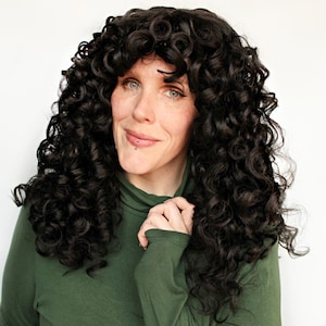 Black Curly Wig with bangs - Glueless Unit