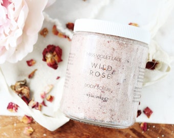 Wild Rose Body Scrub, Mother's Day gift, gifts for mom, 100% natural and vegan body scrub