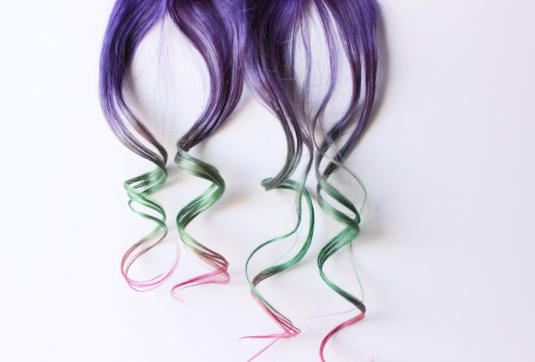 Purple Green Pink Extensions, Human Hair Extension, Festival Hair