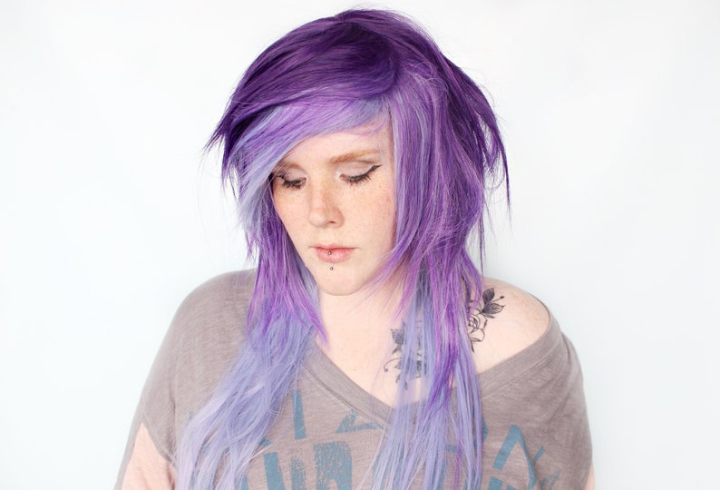 Purple Scene Wig, Scene Emo wig, Straight purple wig, long purple wig Moon Crystal image 2