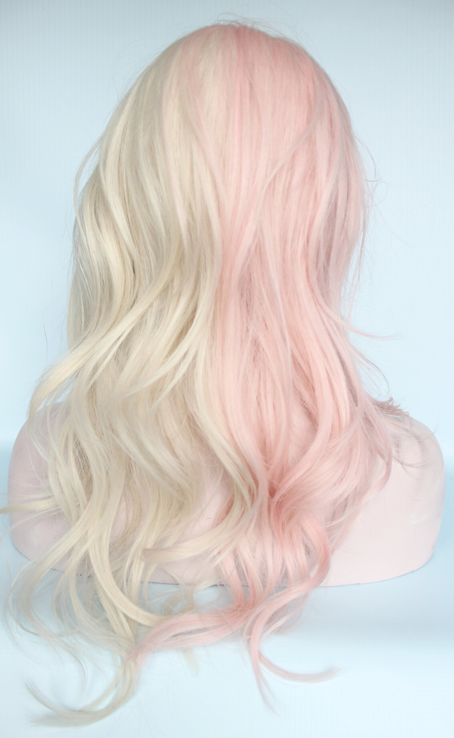 Blonde Pink Wig Wavy Blonde Wig Wavy Pink Wig With Bangs Etsy