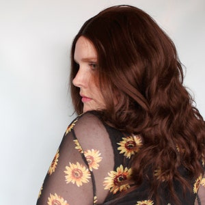 Brown wavy wig, lace front wig, t part wig, brunette wig for cancer, chemo wig, alopecia wig -- Delicate Doe