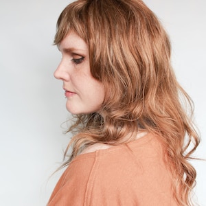 Blonde Human Hair Wig, 26&quot; human hair wig, reddish wig with bangs -- Amber Slumber