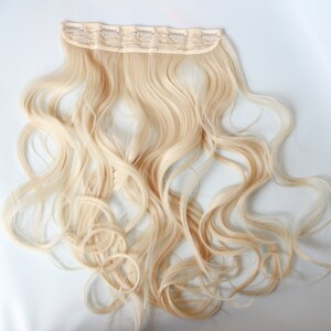 Blonde clip in hair extension, wide clip in extension, synthetic hair extension image 2