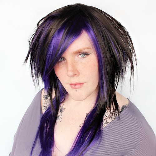 Products With Free Delivery One Size Black And Purple Long Human Hair