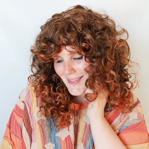 Curly red wig, reddish brown wig Summer Sunshine image 4