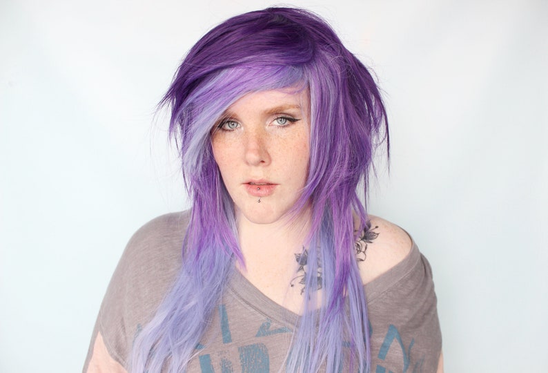 Purple Scene Wig, Scene Emo wig, Straight purple wig, long purple wig Moon Crystal image 5