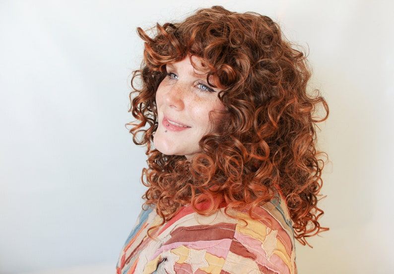 Curly red wig, reddish brown wig Summer Sunshine image 3