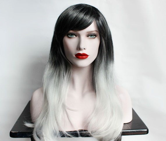 Ombre Wig | Black Wig, Silver Wig | Grey Scene Wig | Gray  display picture 3