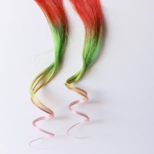 Orange Green Hair Extension, Human Hair extension -- Fruity Snap