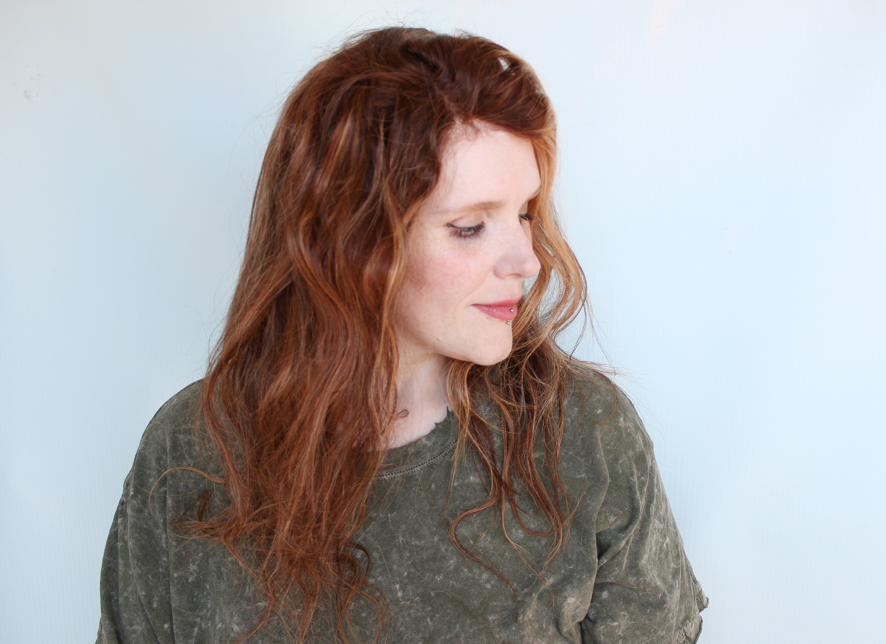Auburn Wig red brown Human Blend long Swisslace Reddish Brown 22 inch Human Hair Lace Front Wig | Auburn  main image 4