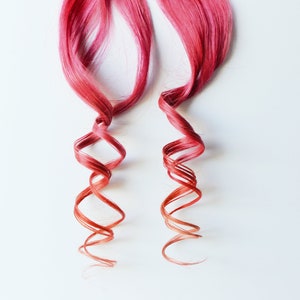 Pink Orange Extension, human hair extension, festival hair, clip in extension -- Flamingo Flip