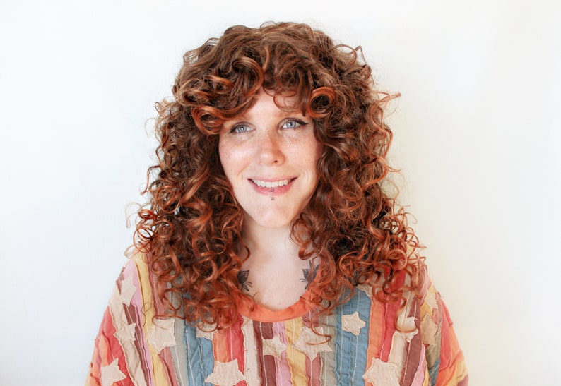 Curly red wig, reddish brown wig Summer Sunshine image 2