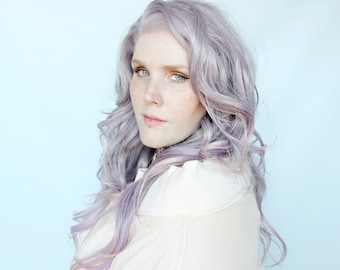 Purple lace front wig, pastel wig, wavy purple wig, long purple wig, purple pink wig hair piece -- Starstruck