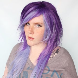 Purple Scene Wig, Scene Emo wig, Straight purple wig, long purple wig Moon Crystal image 3