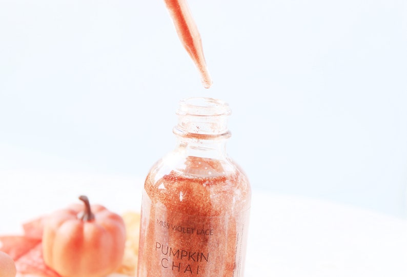 Pumpkin Spice Shimmer, Autumn body oil, fall chai body oil moisturizer, natural & vegan image 5