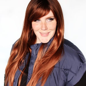 Straight red wig, auburn red wig, long red wig, brownish red wig -- Penny