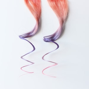 Orange Purple Hair Extension, Human hair extension, clip in extension -- Summer Flame