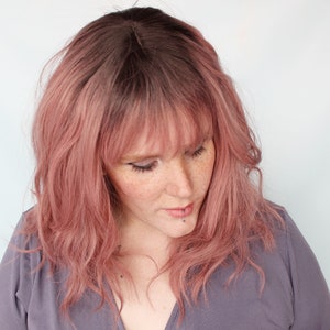 Wavy pink wig, pastel wig, pastel pink wig, pastel hair wig, pink black bob wig, cosplay wig Strawberry Clouds image 3