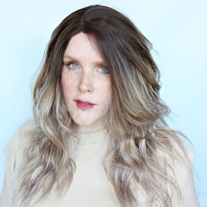 Brown T Part wig, wavy brown blonde ombre wig -- Mocha Whip