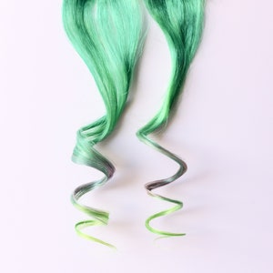 Green Hair Extension, Human hair extension, clip in extension -- Skylight Dance