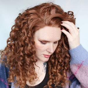 Curly Lace Front Wig Reddish Brown Strawberry Blonde Spiral Unit image 2