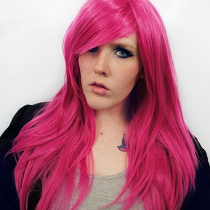 Pink wig, cosplay wig, long pink wig, Scene wig - Lolita Long Layered Hair -- Berry Gem