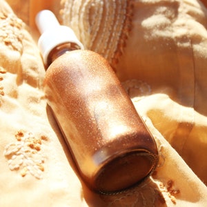 Bronze Shimmer Oil, coconut copper shimmer body oil, natural and vegan image 3