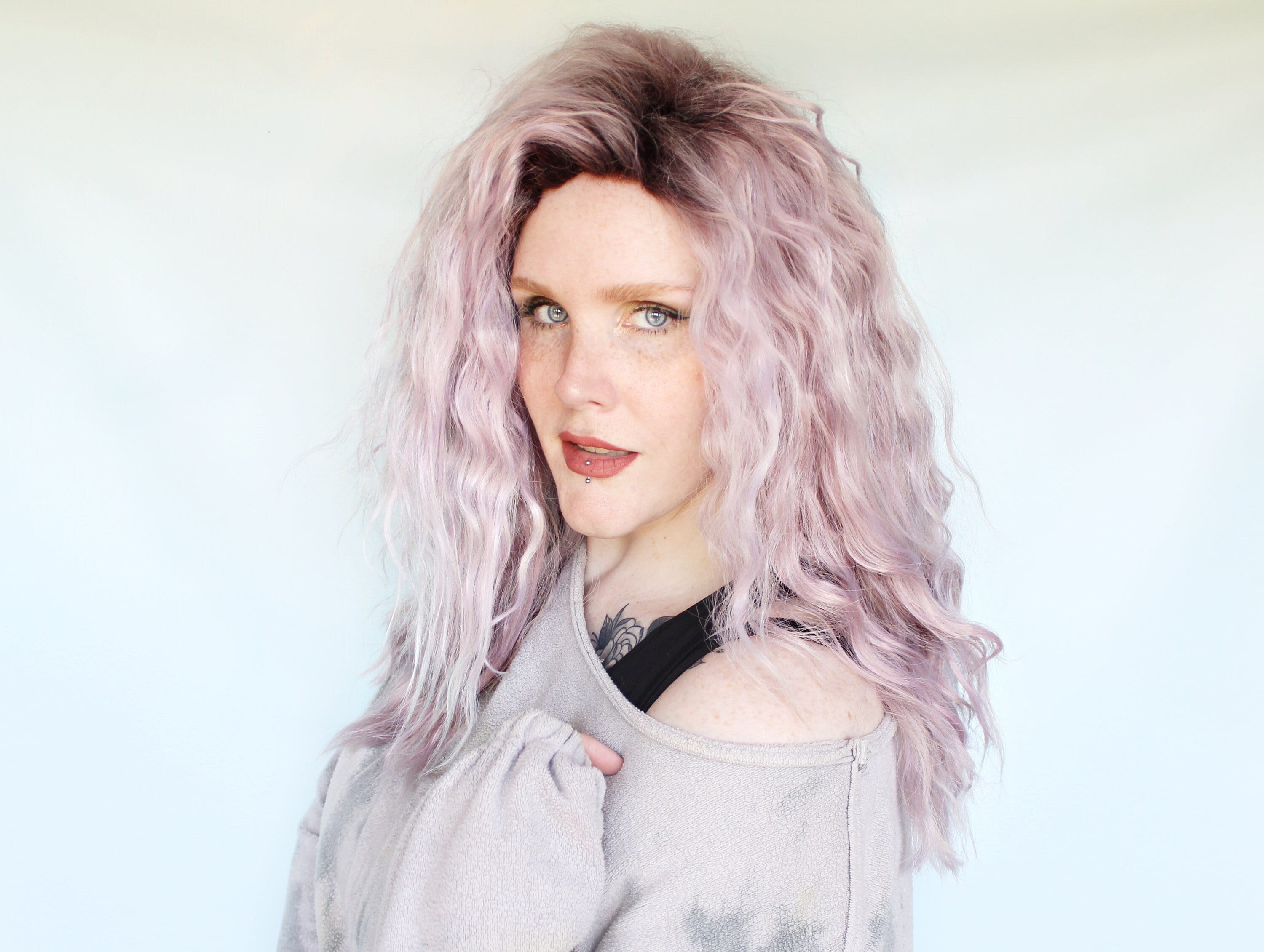 Pastel Purple Gray Long Wig 28-32 inches!! Long Purple Wig - Etsy main image 4