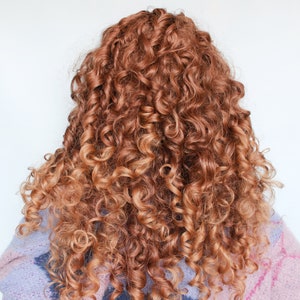 Curly Lace Front Wig Reddish Brown Strawberry Blonde Spiral Unit image 4