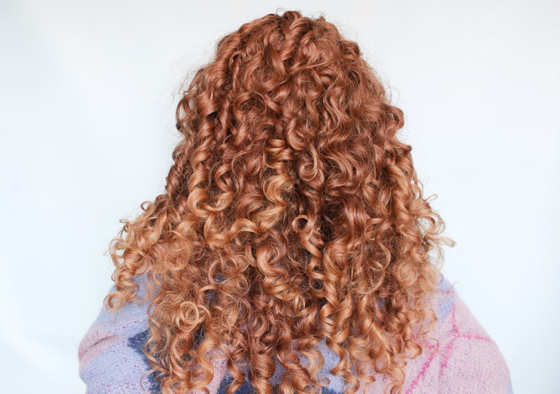 Curly Lace Front Wig Reddish Brown Strawberry Blonde Spiral Unit image 4