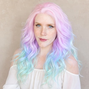 Pastel Rainbow Lace Front Wig · Pink Purple Blue Green Mermaid Hair · Baby Unicorn