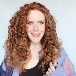 Curly Lace Front Wig Reddish Brown Strawberry Blonde Spiral Unit image 3