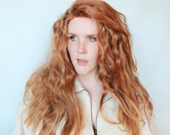 Reddish brown lace front wig, long lace front wig, wavy brown wig, strawberry blonde lace front -- Caramel Toffee Bon Bon