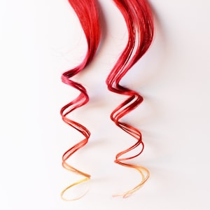 Red Orange Extensions, human hair extension, scene emo hair, festival hair, clip in extension -- Blazing Skies