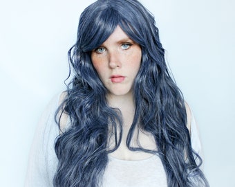 GALAXY | Human Hair Blend Lace Front Wig | Rooty Blue Ombré  display picture 1