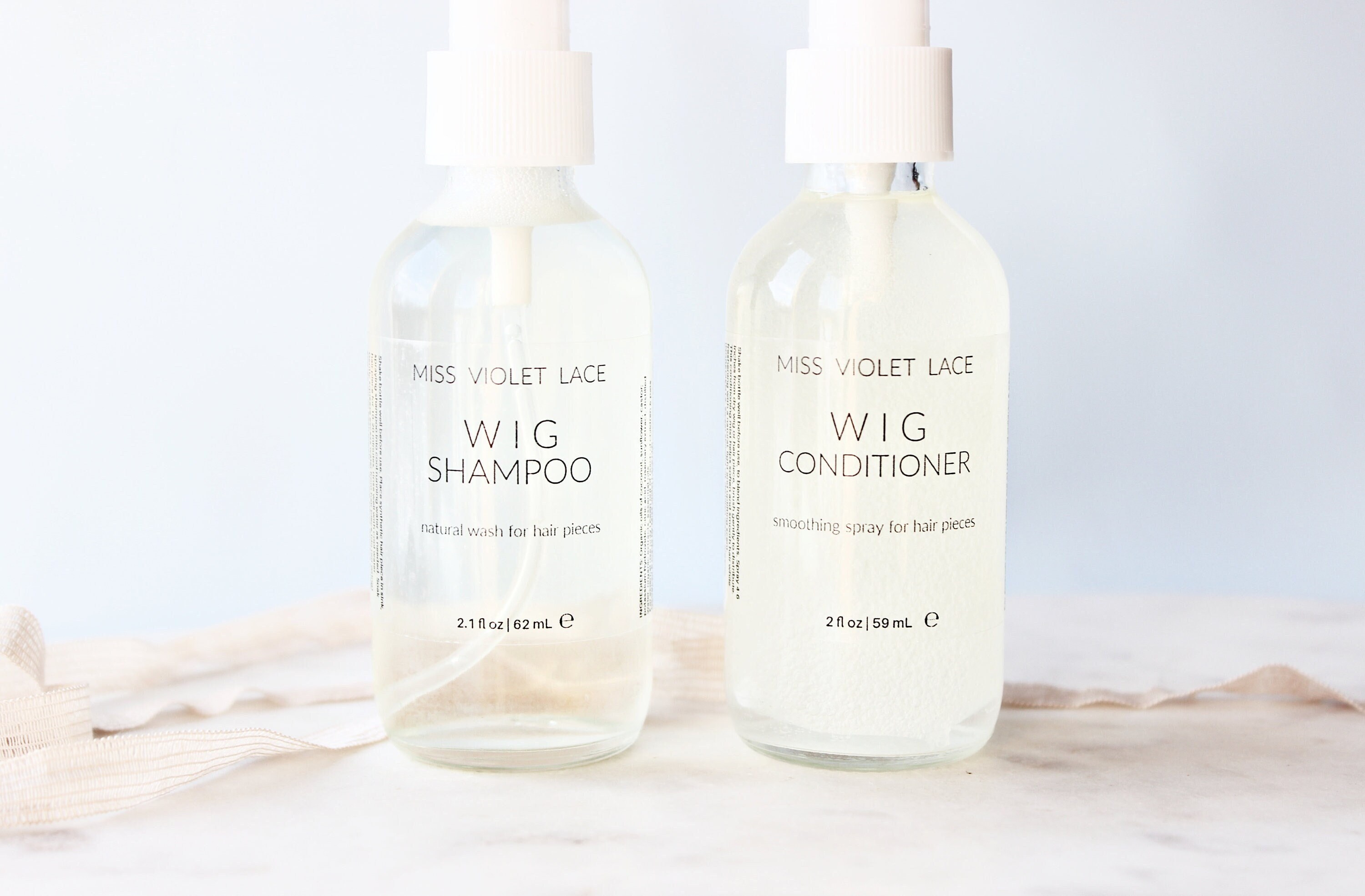 Wig Care Set - Wig Shampoo + Wig Conditioner - For Hair Extensions and Hair Pieces, 100% Natural and Vegan