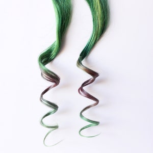 Green Purple Clip In Extension, Human hair extension, Boho hair accesories, festival hair, clip in extension -- River Reed