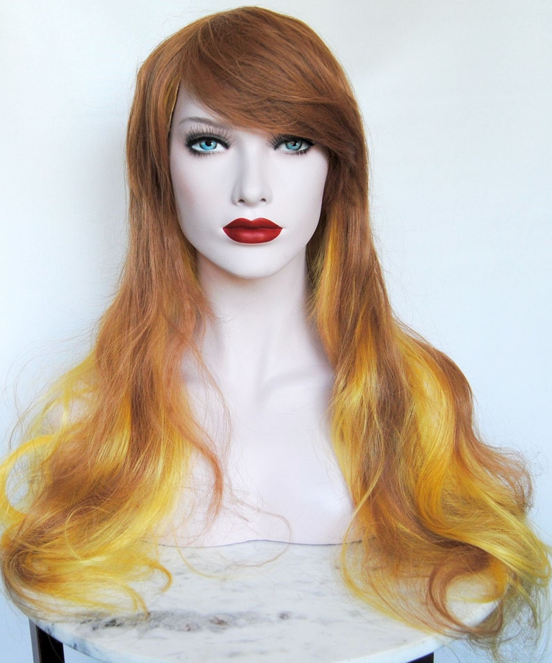 Long Brown Wig Wavy Brown Wig Long Yellow Wig Brown Scene Etsy