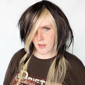 Black Blonde Scene Wig, Straight Wig, Scene Emo wig, Black Scene Wig, Emo Hair Wig -- Moonbeam