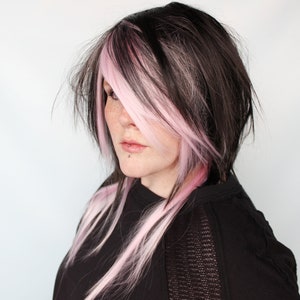 Black Pink Scene Wig, Straight Wig, Scene Emo wig, Black Scene Wig, Emo Hair Wig -- Opulent Rose