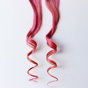 Pink Hair Extension, Human hair extension, Boho hair accessories, festival hair, clip in extension -- Flamingo Flip