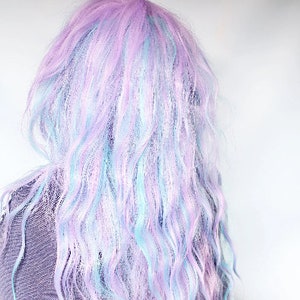 Wavy Purple blue wig, pastel wig, heat styleable synthetic hair wig, long pastel wig, long wig, wavy purple wig, cosplay wig -- Nebula