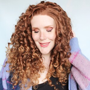 Curly Lace Front Wig Reddish Brown Strawberry Blonde Spiral Unit image 5