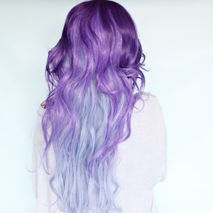 Purple scene wig, 32&quot; wig, wavy scene wig, cosplay wig, heat friendly wig, wavy purple wig, unicorn wig, halloween wig -- Star Glow